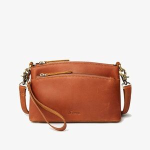 S-Zone Chestnut Genuine Crazy Horse Leather Mini Crossbody Mini Bag